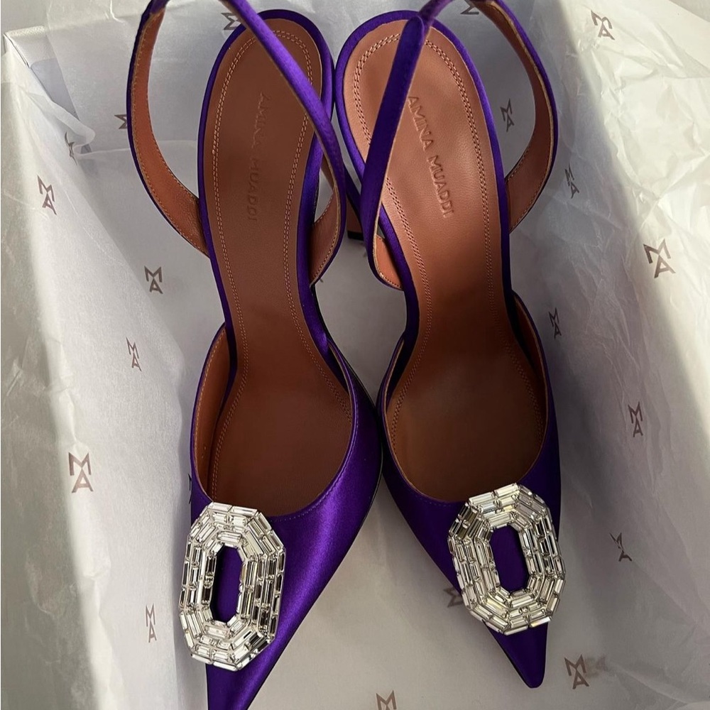 Amina Muaddi camelia sling 105